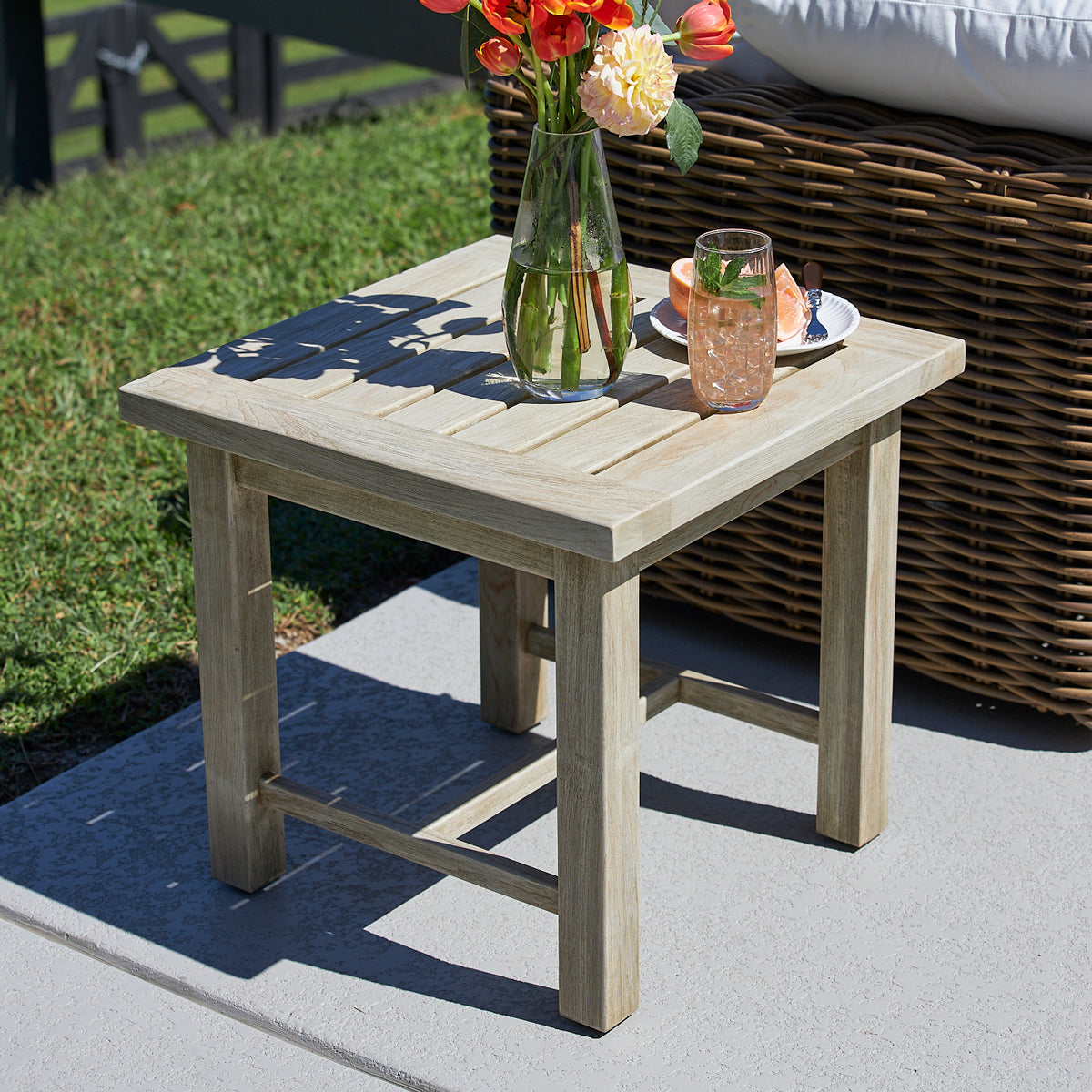 Azza Teak End Table - Oyster