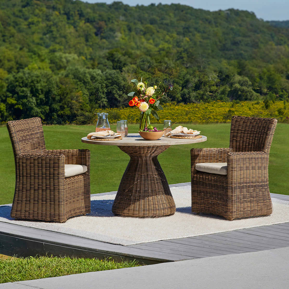 Azza Round Dining Table with Teak Top