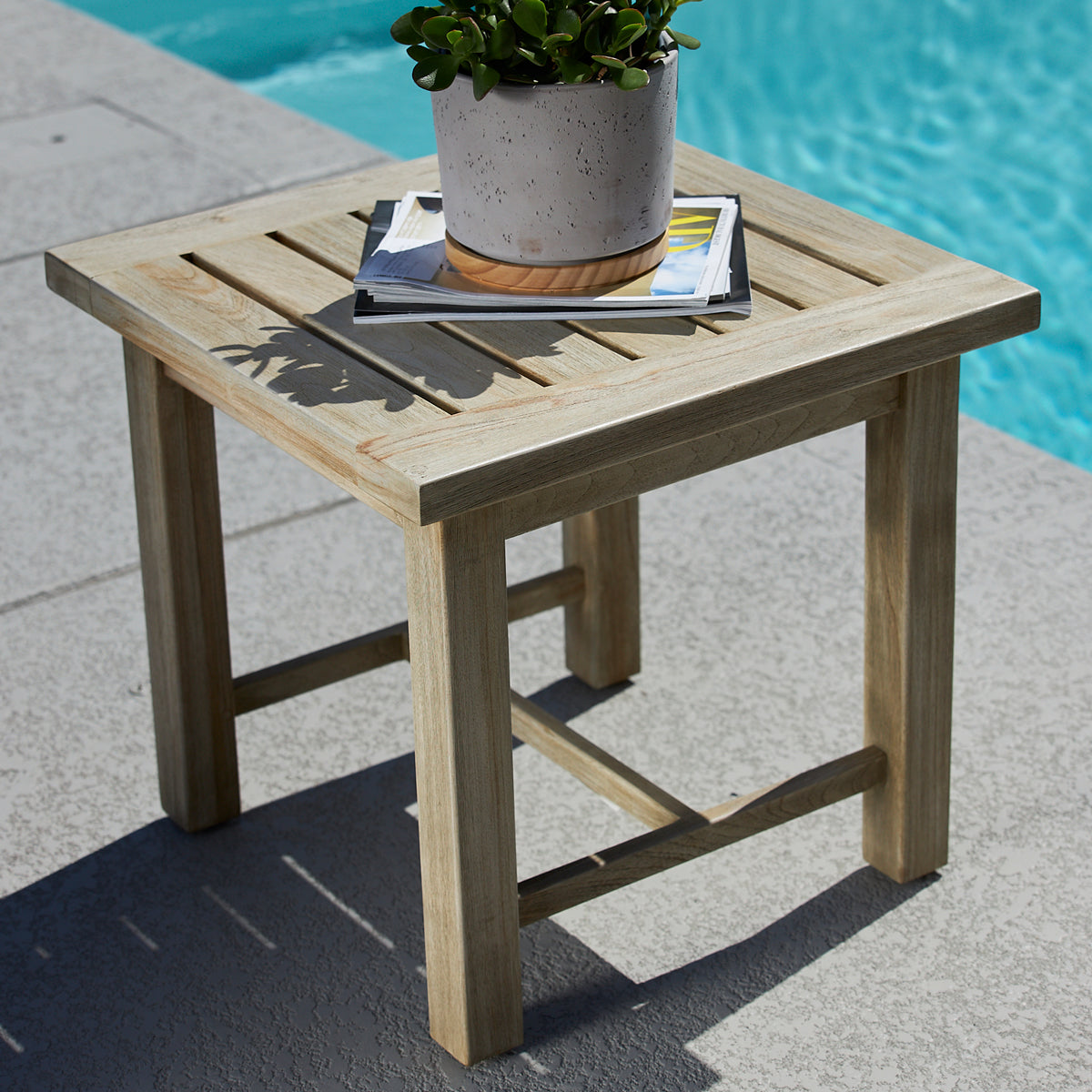 Azza Teak End Table - Oyster