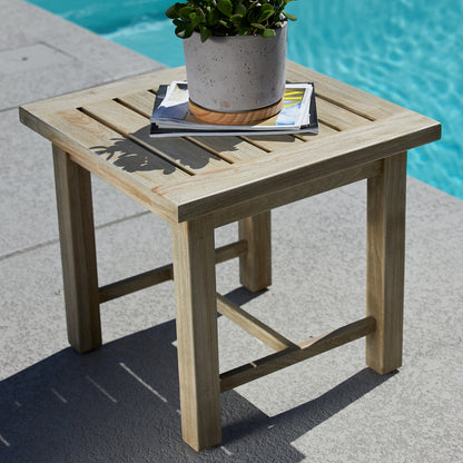 Azza Teak End Table - Oyster
