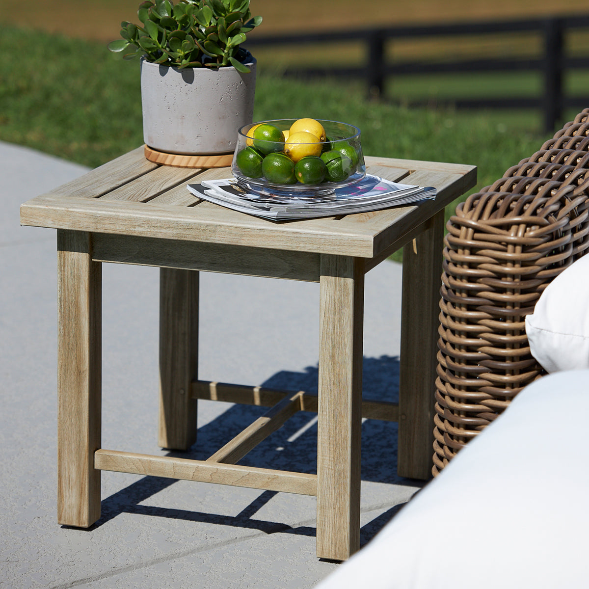 Azza Teak End Table - Oyster