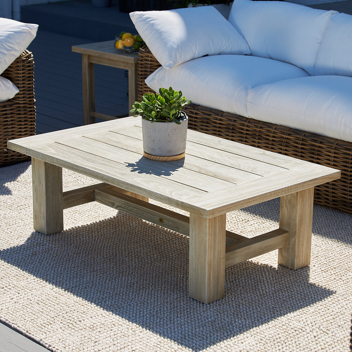 Azza Rectangular Teak Coffee Table - Oyster
