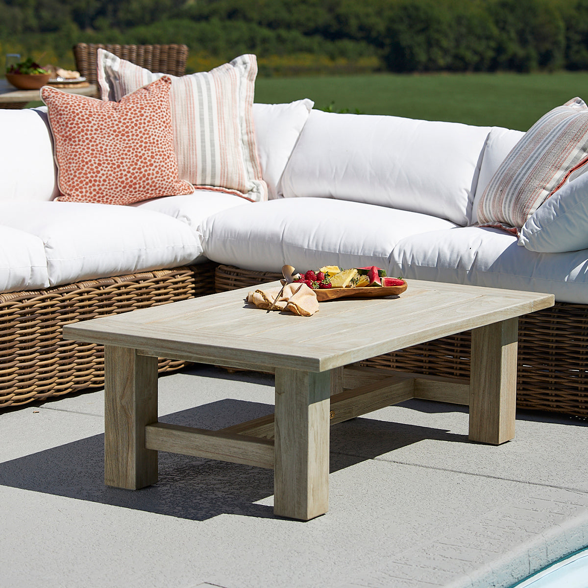 Azza Rectangular Teak Coffee Table - Oyster