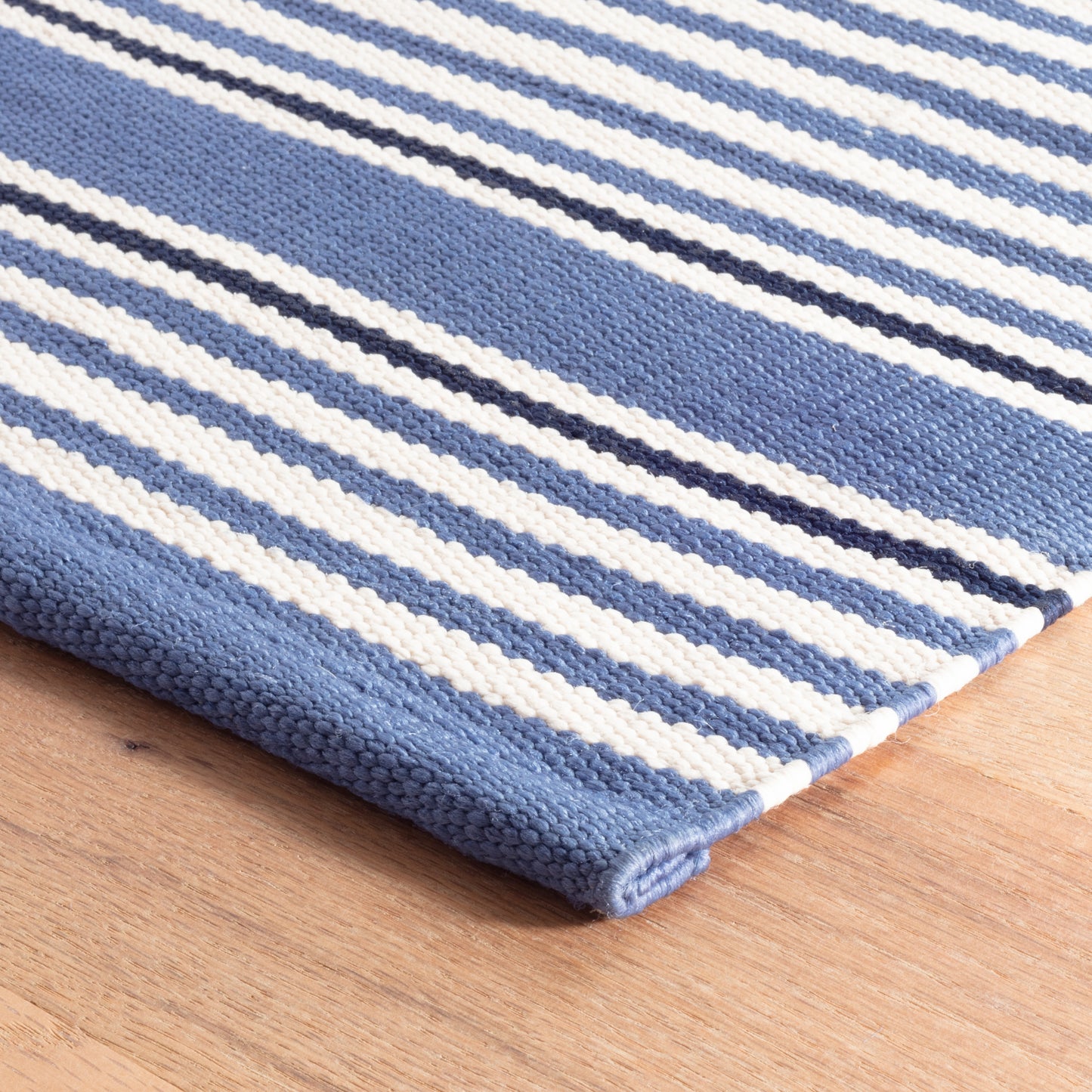 Dash & Albert Rugby Stripe Denim Indoor/Outdoor Rug