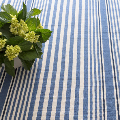 Dash & Albert Rugby Stripe Denim Indoor/Outdoor Rug