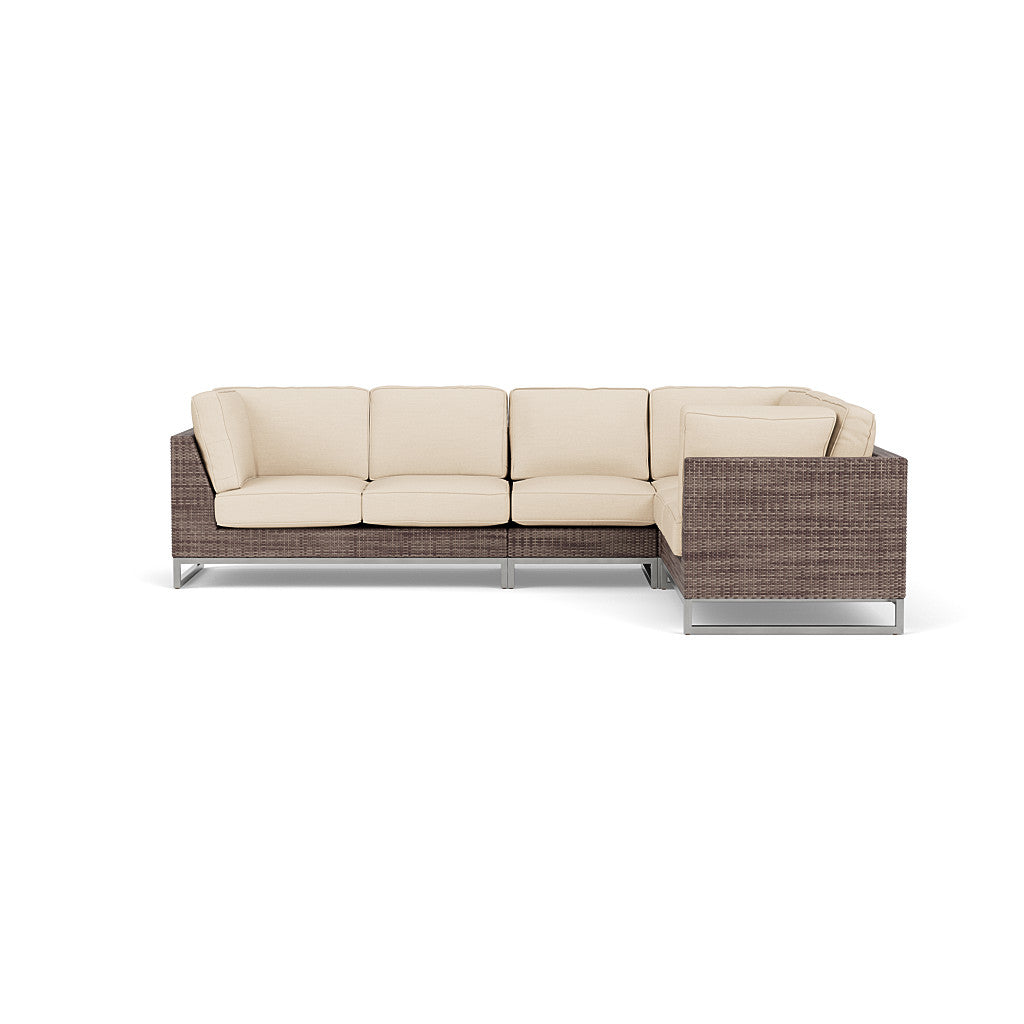 Palms 4-Piece Sectional with Cushions with Armless Chair
