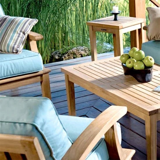 Image of outdoor furniture featuring teak collection