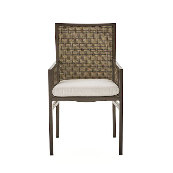 Mia dining chair with arms front view