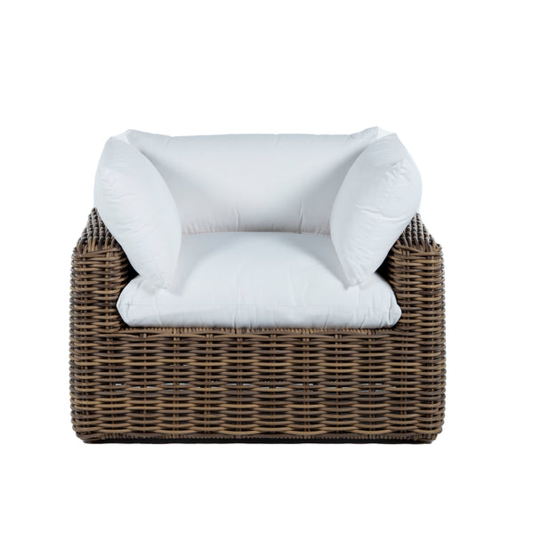 Wicker Lounge Chair with White Cushion