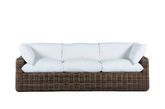 Wicker Sofa with White Cushion