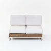 Armless Loveseat with White Cushion